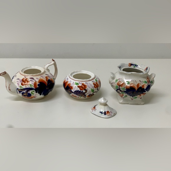 Antique Gaudy Welsh Grape Pattern Child’s Miniature Tea Set Pieces - Picture 12 of 16